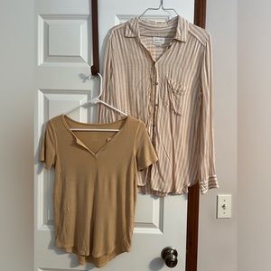 American Eagle button down light weight shirt with matching short sleeve shirt.